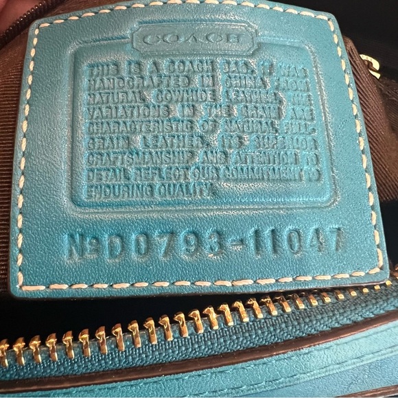 Coach Hampton Carry All Leather Handbag in Teal - Picture 7 of 10